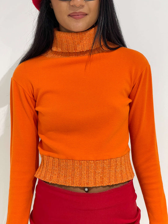 Vintage Y2K Knitted Turtleneck In Orange