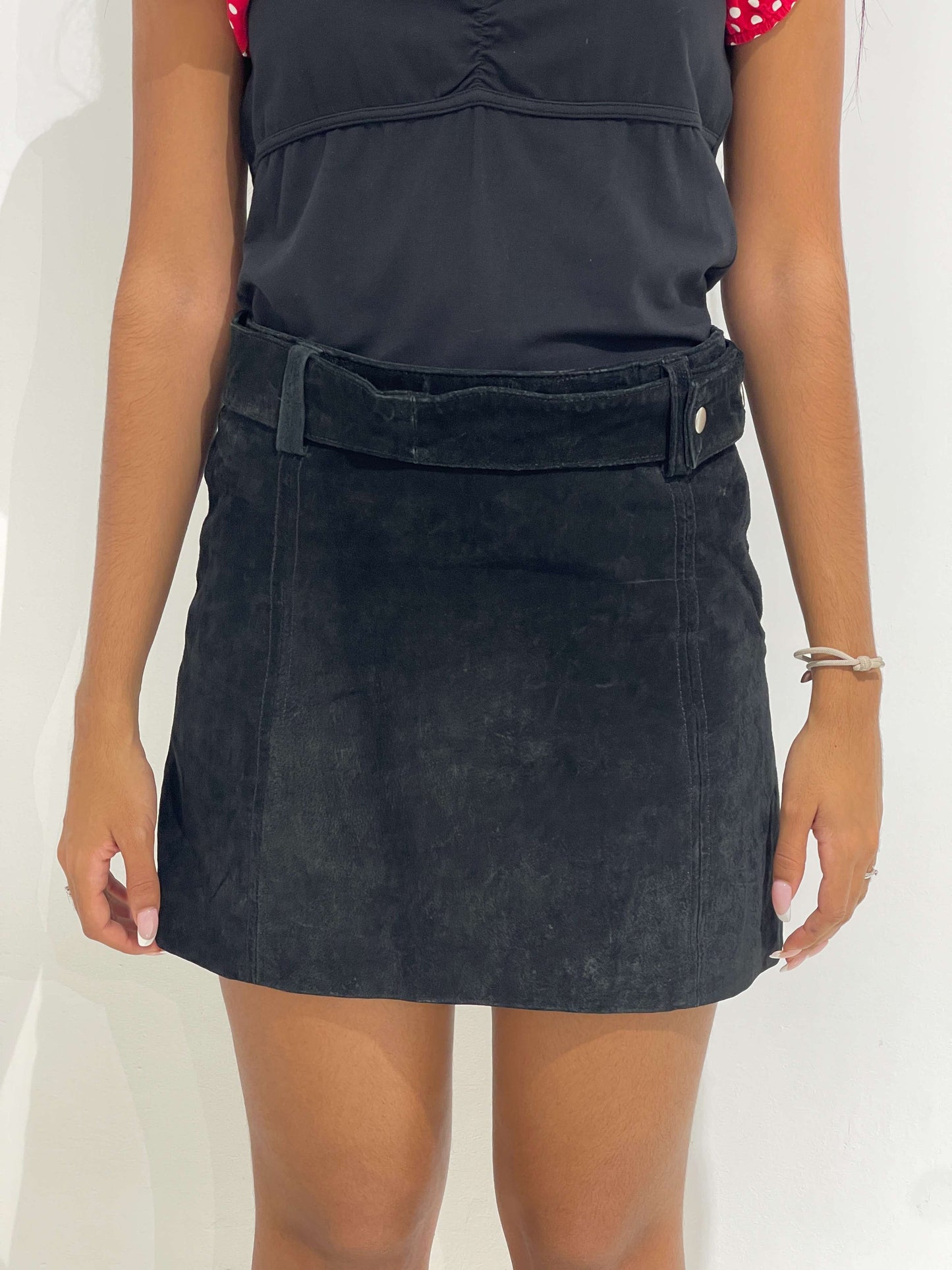 Vintage 00s Boho Suede Mini Skirt With Belt