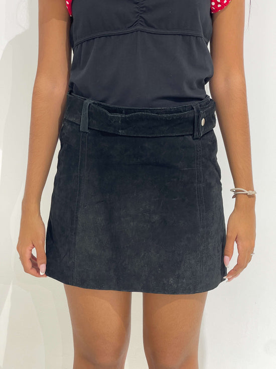 Vintage 00s Boho Suede Mini Skirt With Belt