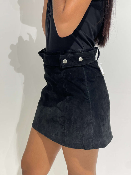 Vintage 00s Boho Suede Mini Skirt With Belt