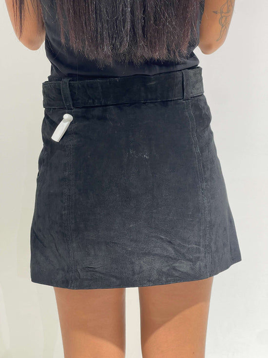 Vintage 00s Boho Suede Mini Skirt With Belt