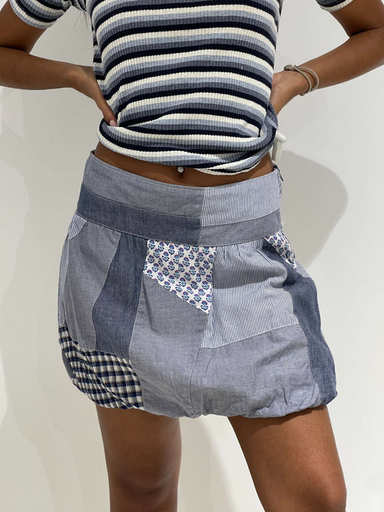 Vintage Y2K Patchwork Balloon Skirt