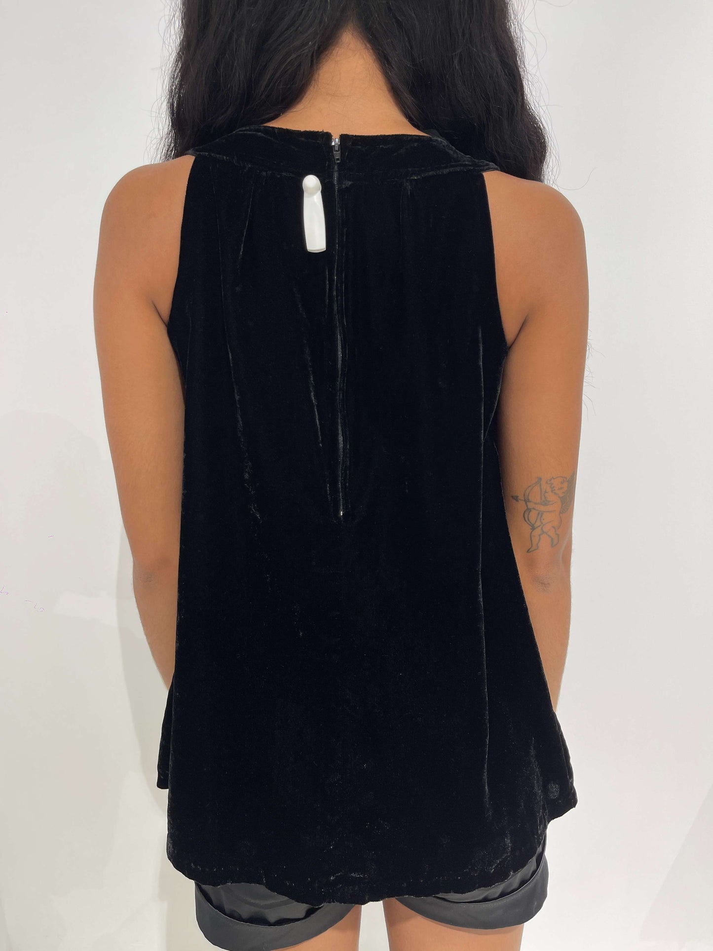 Vintage Late 90s Velvet Mini Dress With Floral Neck