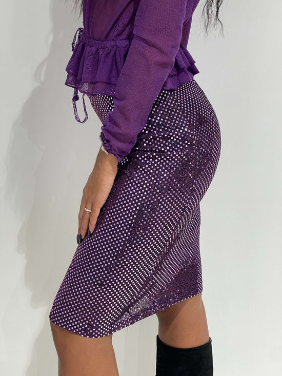 Vintage 00s Inide Sleaze Midi Skirt With Sequins