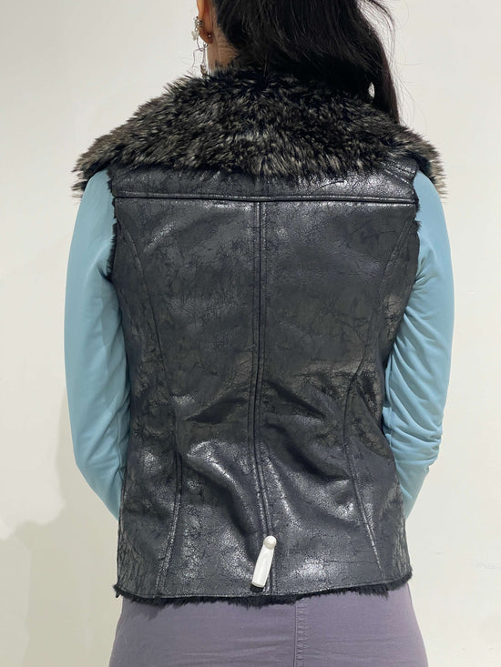 Vintage Y2K Grunge Furry Vest With Zippers