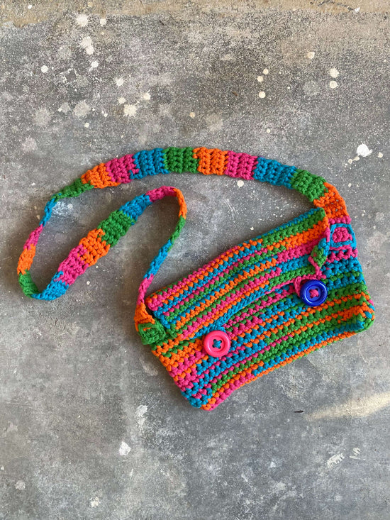 Vintage 00s Eclectic Grandpa Crochet Summer Bag