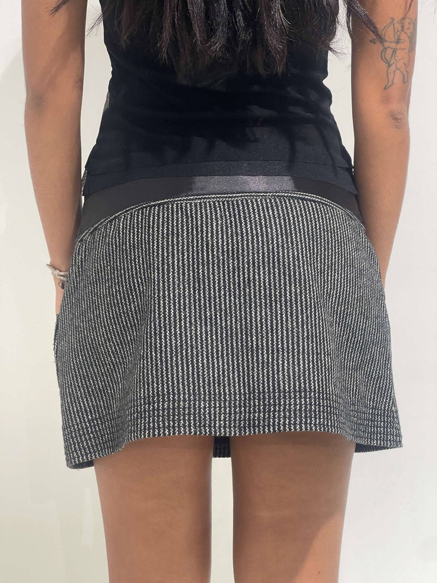 Vintage 00s Indie Sleaze Ribbon Wool Mini Skirt