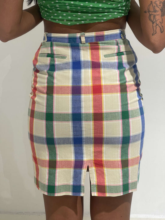 Vintage 90s Lacoste Style Checkered Mini Skirt