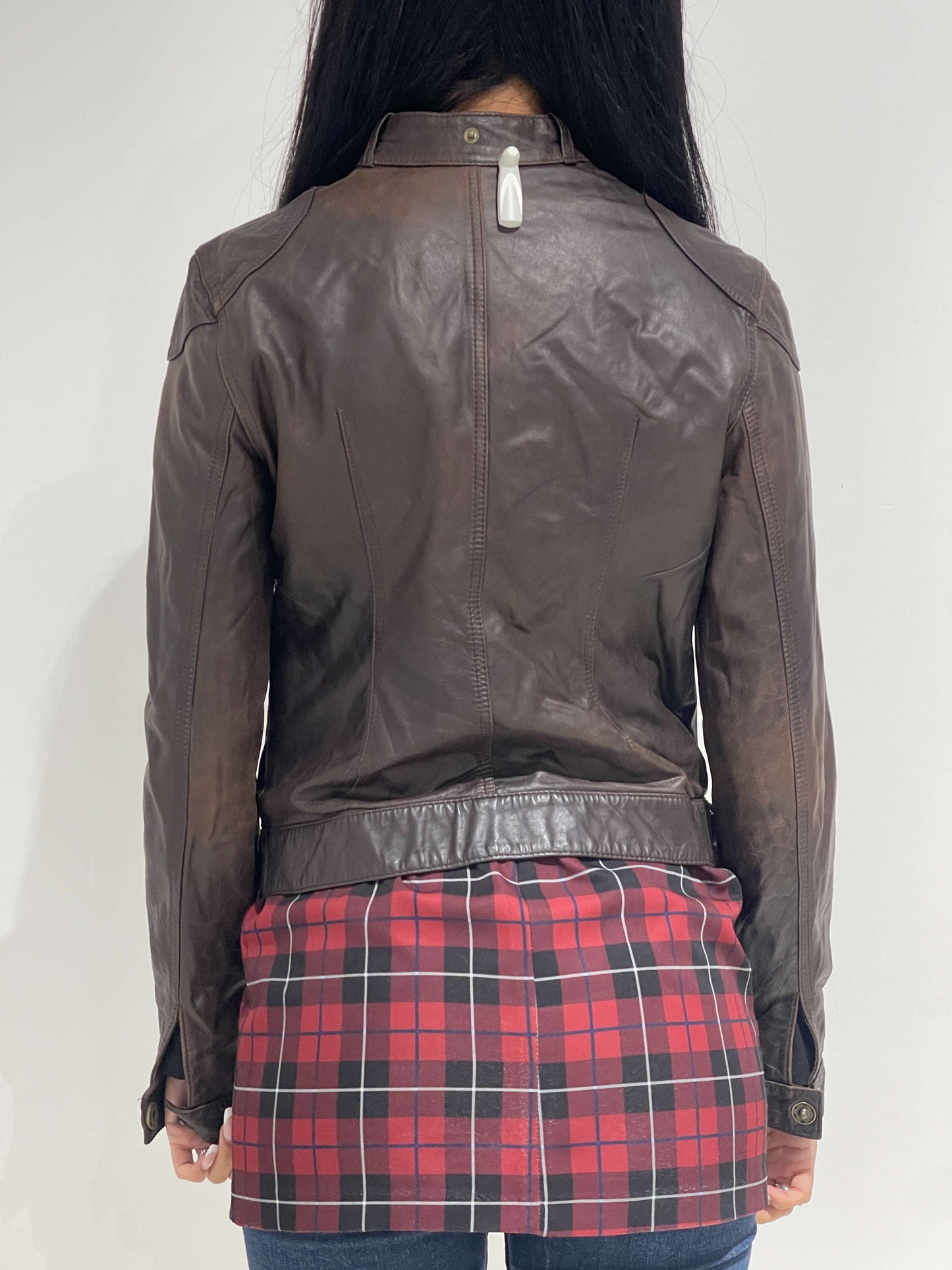 Vintage 00s Grunge Leather Jacket With Side Belt