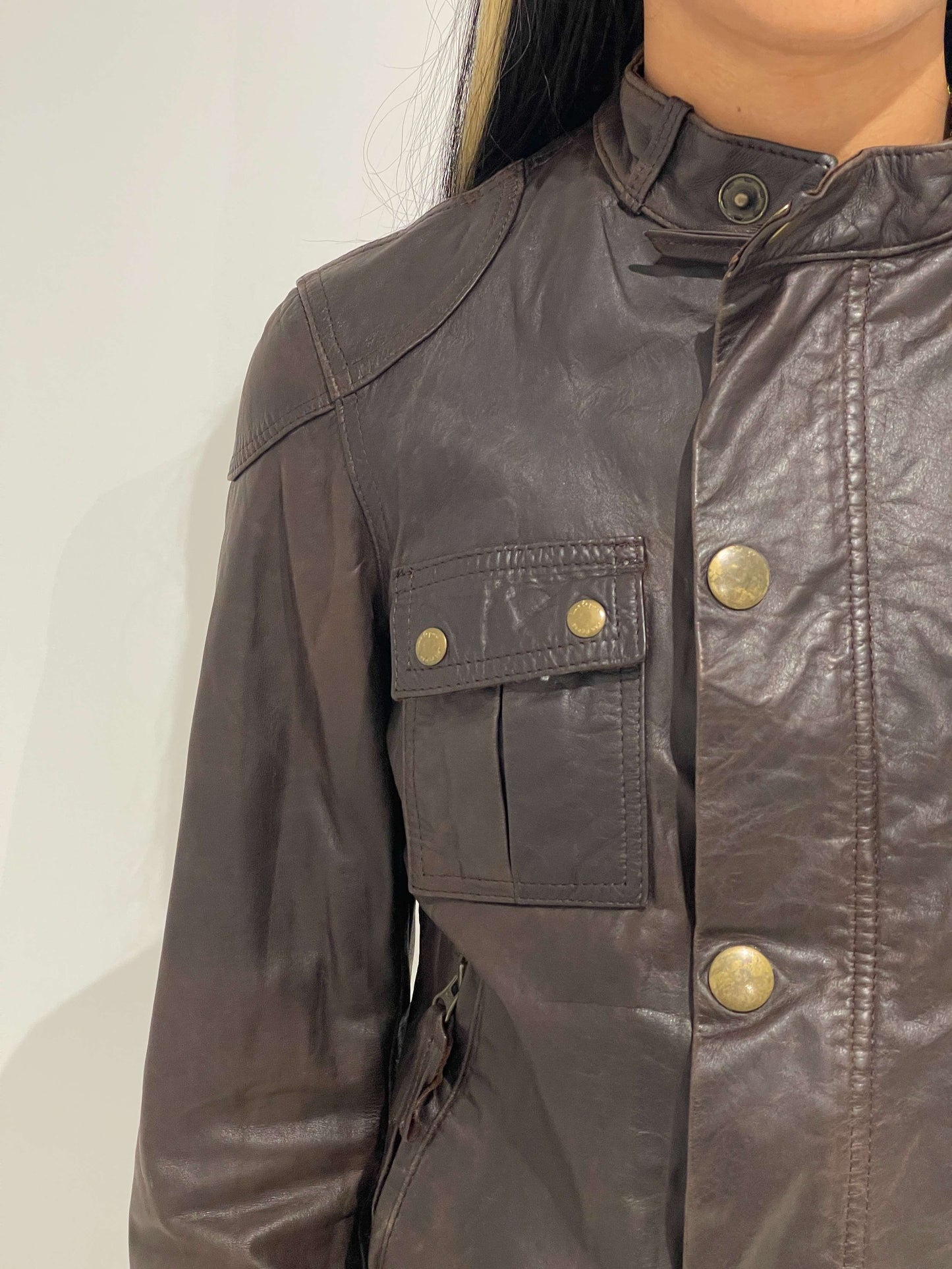 Vintage 00s Grunge Leather Jacket With Side Belt