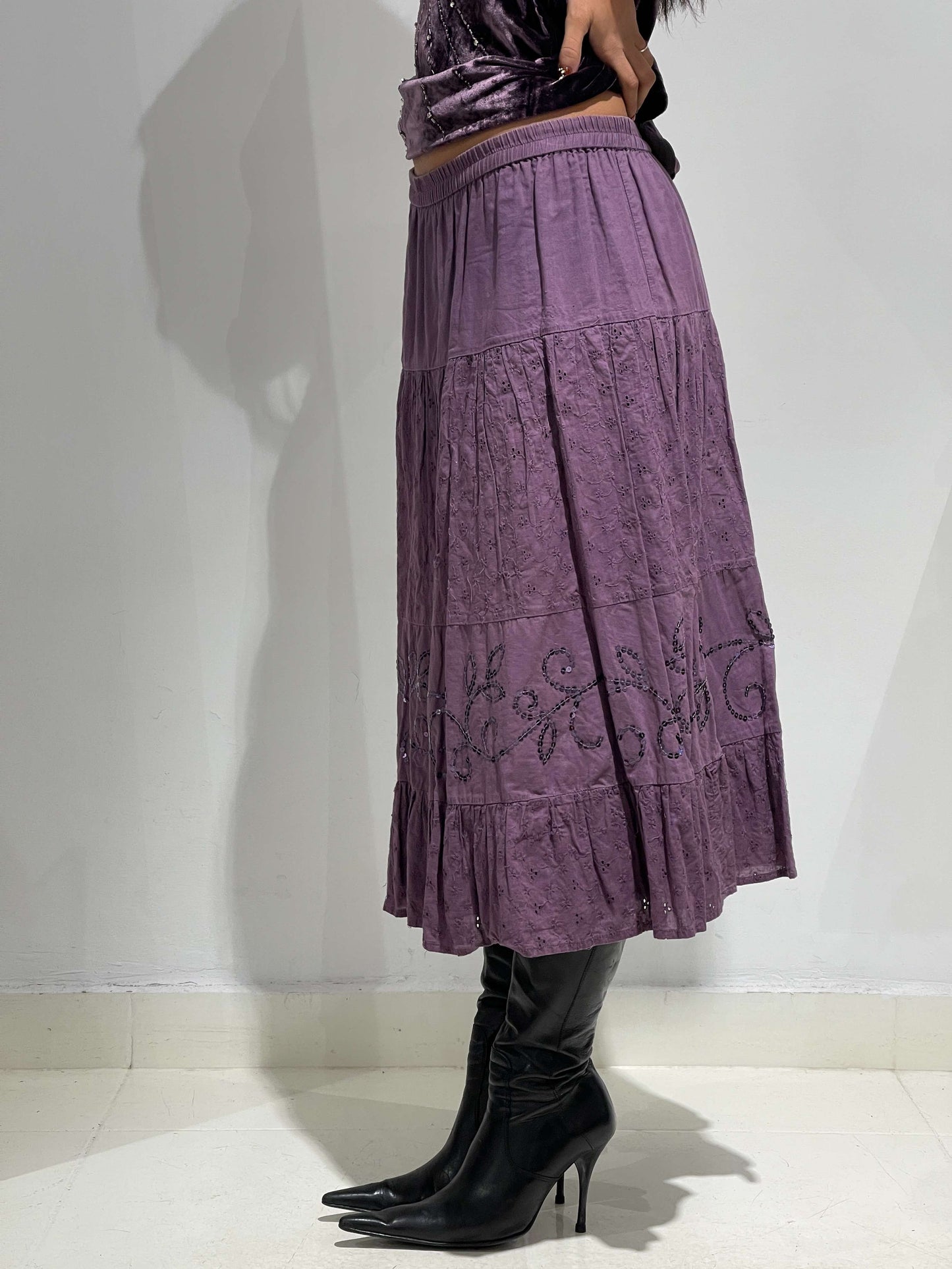 Vintage 00s Ralph Lauren Style Boho Maxi Skirt