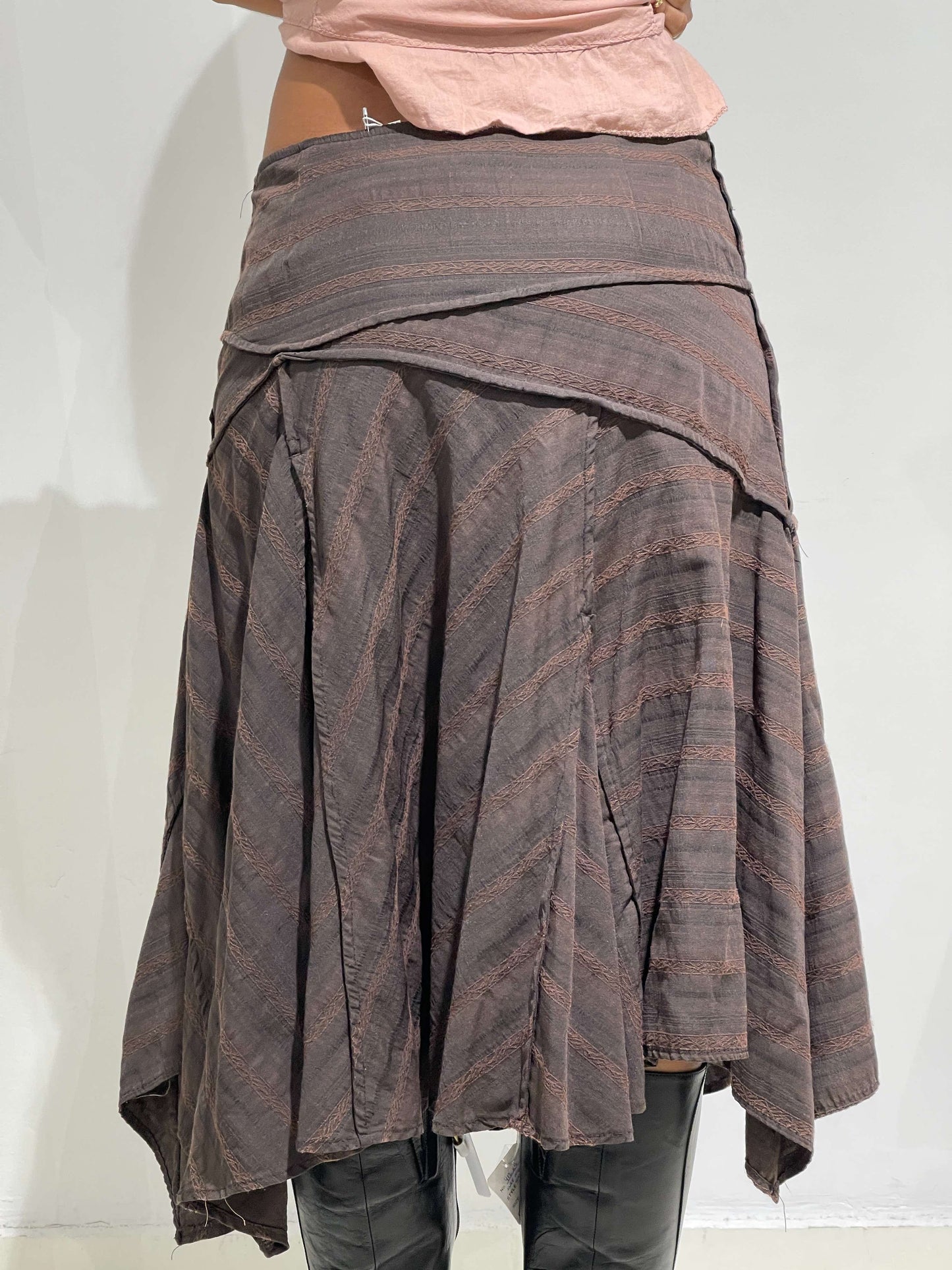 Vintage 00s Japanese Style Asymmetric Striped Skirt