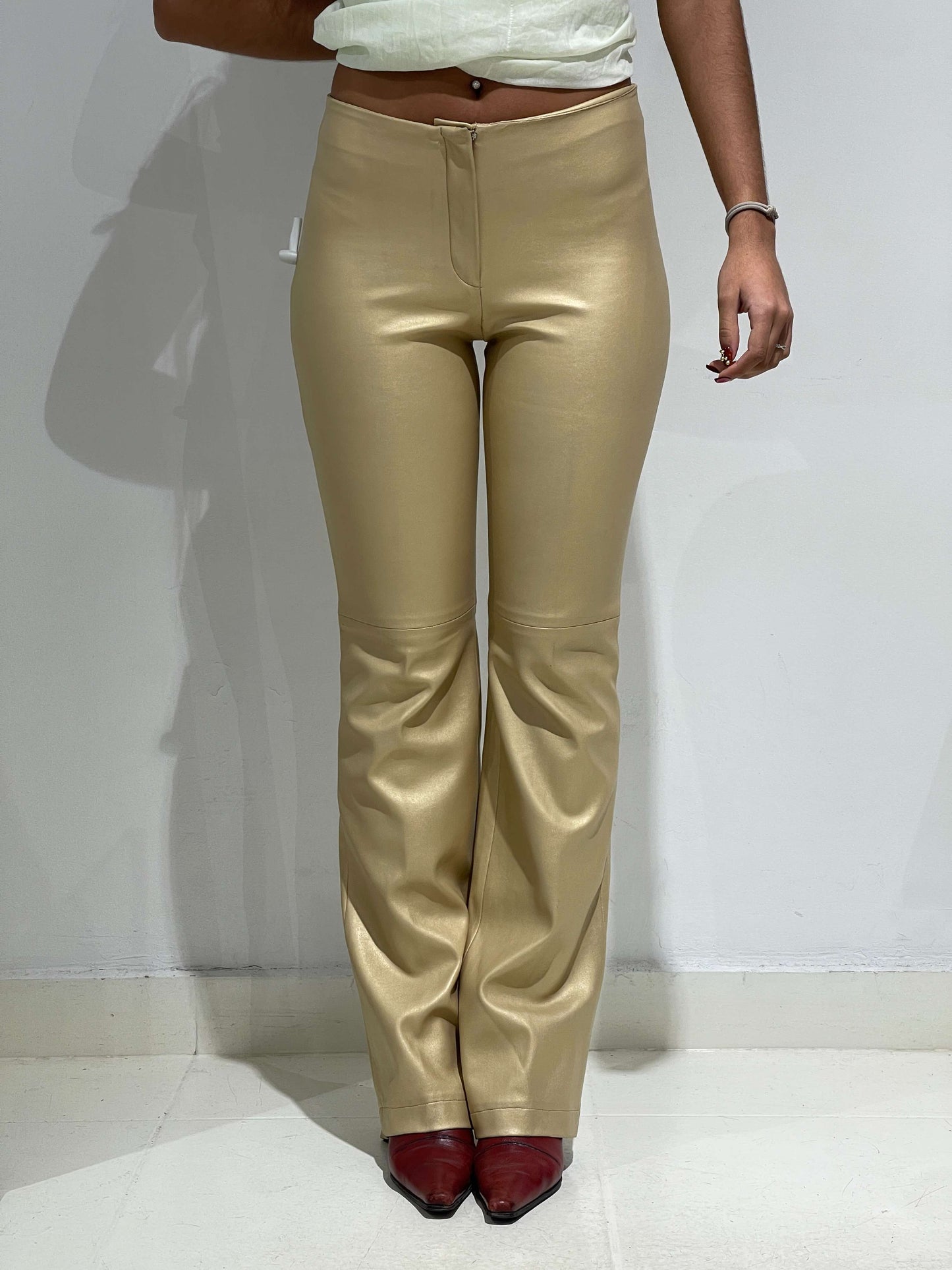 Vintage Y2K Fake Leather Golden Flare Pants