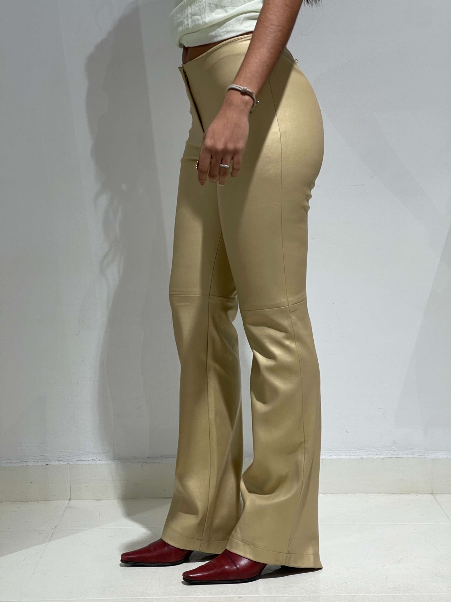 Vintage Y2K Fake Leather Golden Flare Pants