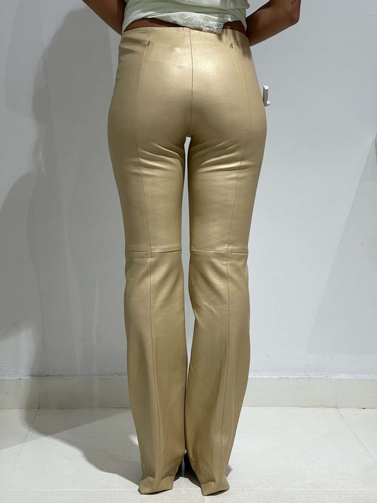 Vintage Y2K Fake Leather Golden Flare Pants