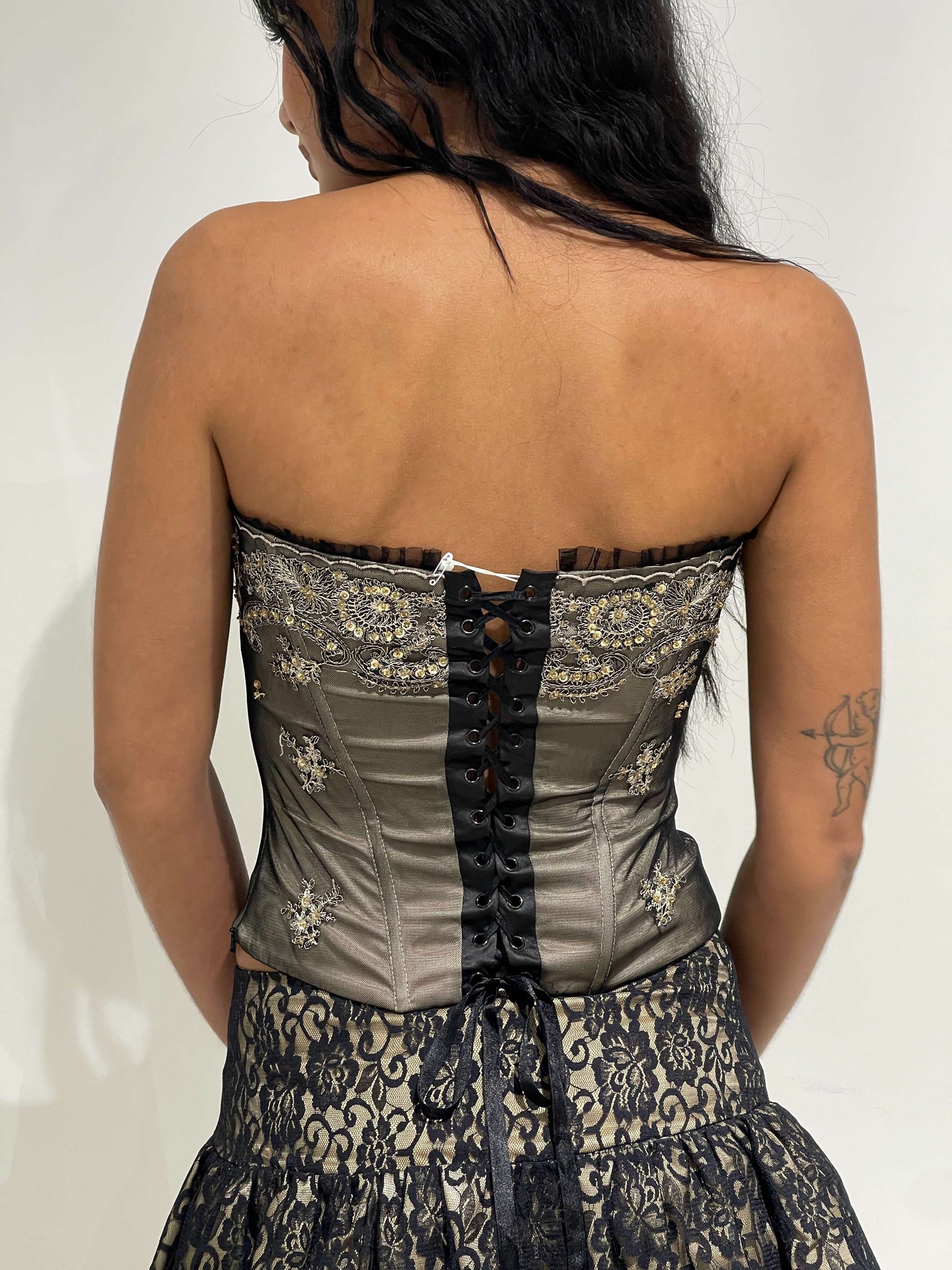 Vintage 90s Victorian Style Embroidered Corset