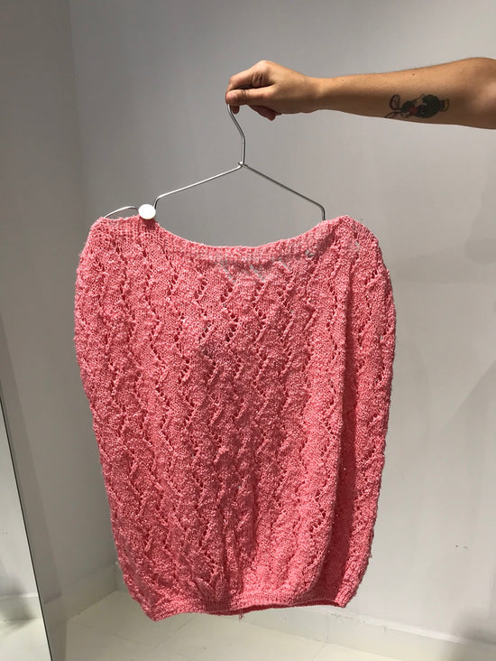 Vintage 90s Crochet Pink Top