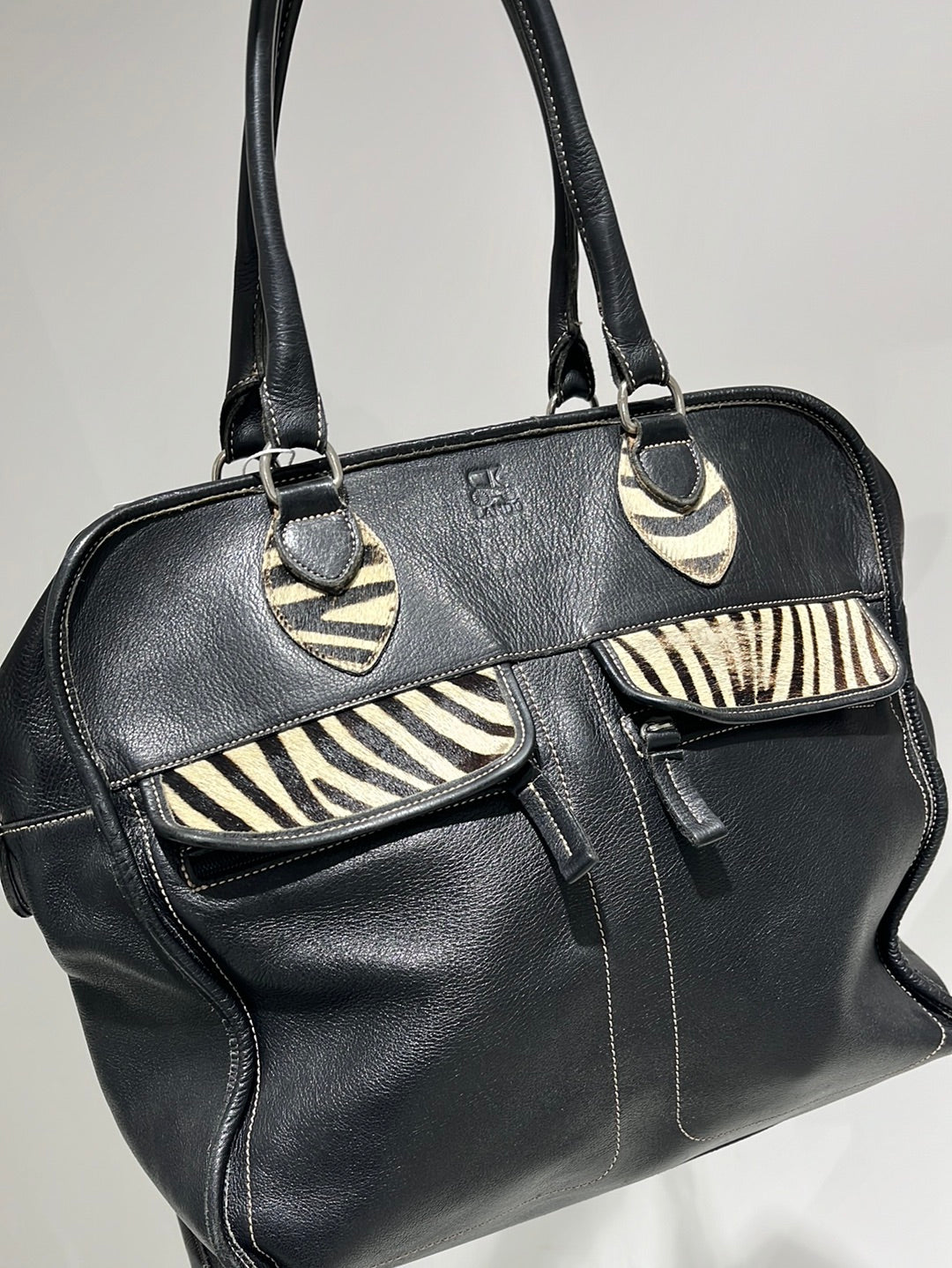 Vintage Late 90s Zebra Leather Bag