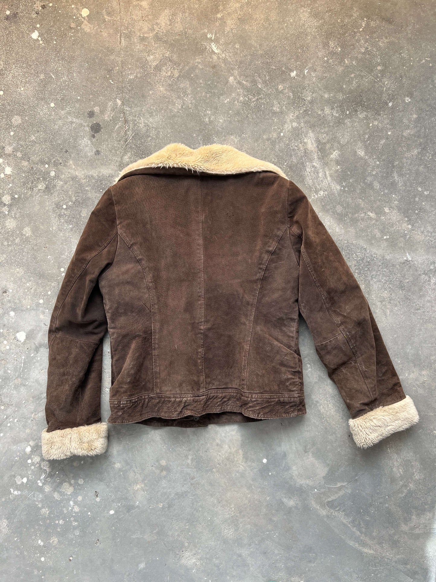 Vintage 00s Chocolat Brown Suede Biker Jacket