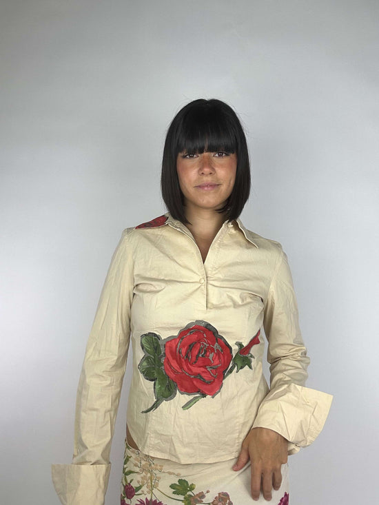 Camisa Vintage Estampado Rosas Estilo Spanish Core Años 2000