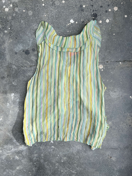 Cargar imagen en el visor de la galería, Vintage 90s Short Sleeve Ruched Blousse With Stripes
