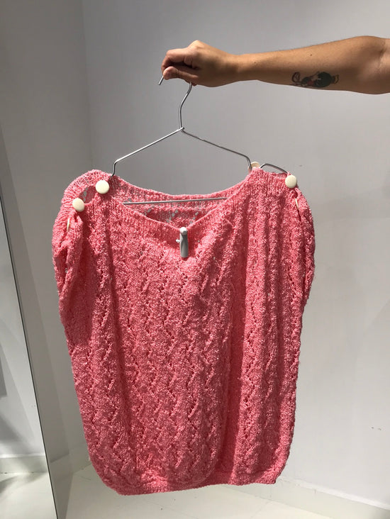 Vintage 90s Crochet Pink Top