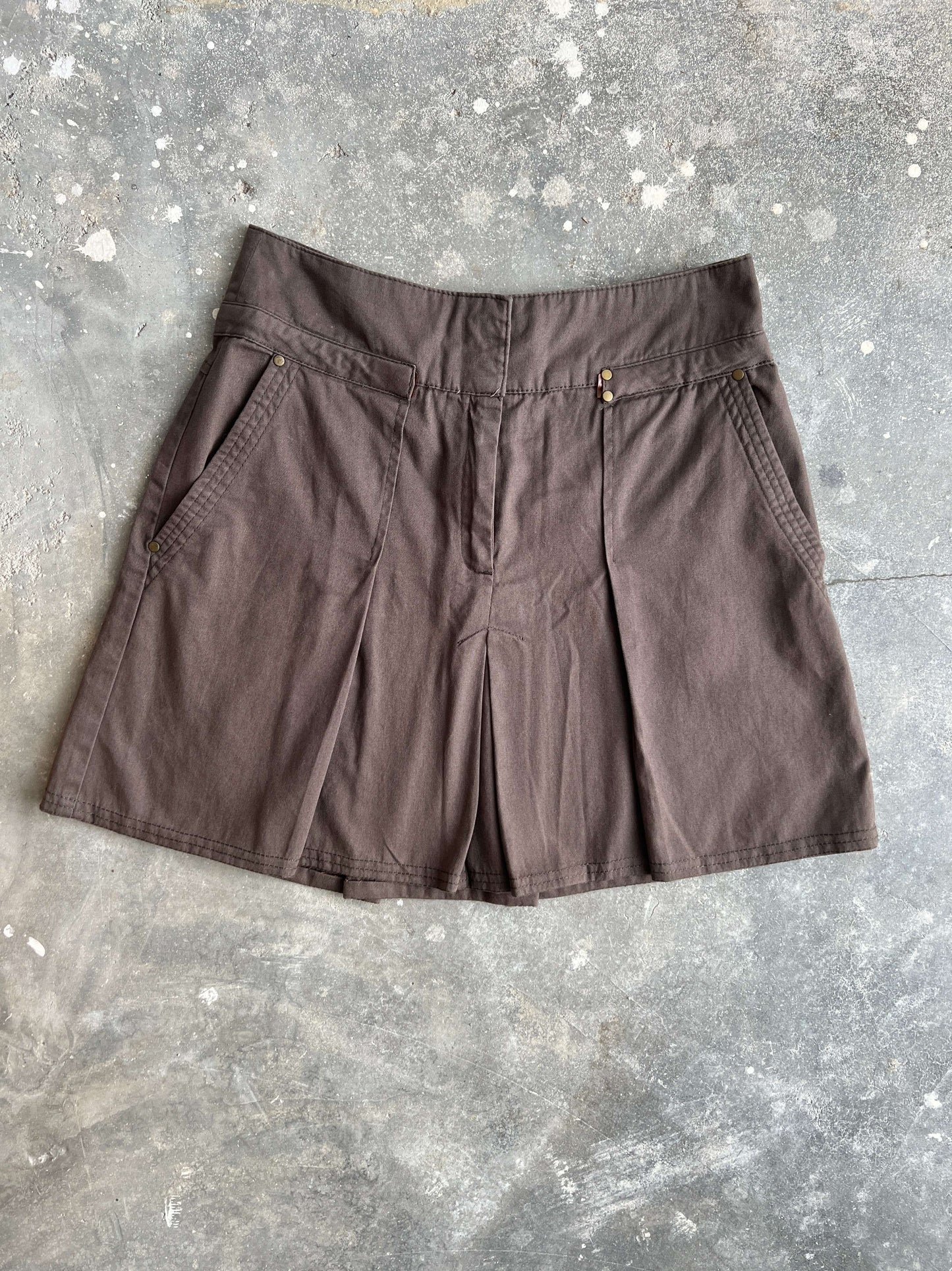 Vintage 00s Chocolat Brown Pleated Skirt