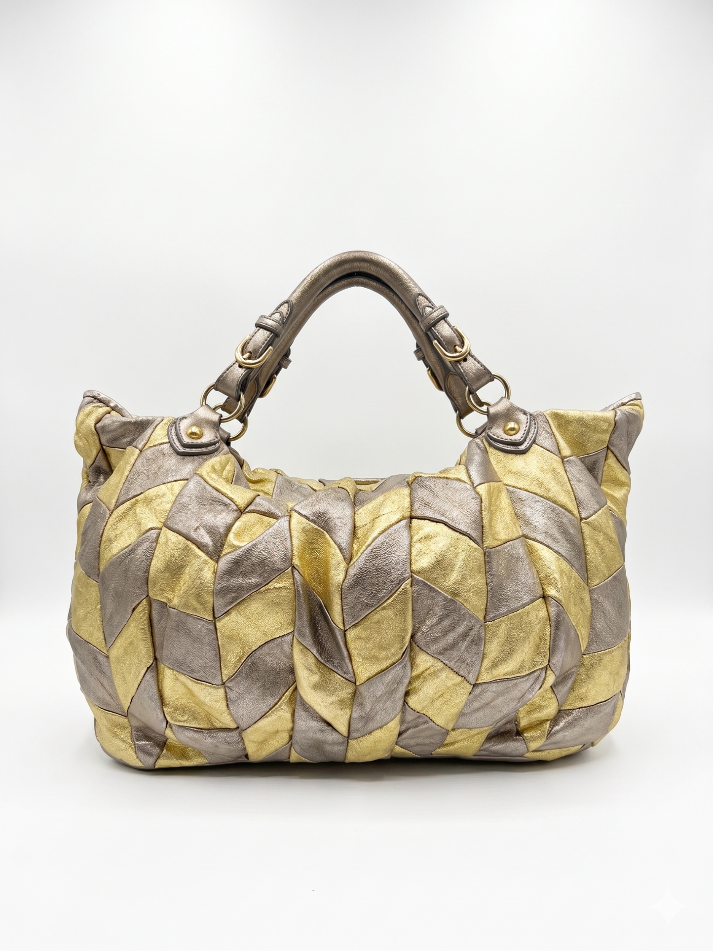 Rare Vintage 00s Miu Miu Braided Gold And Silver Maxi Bag