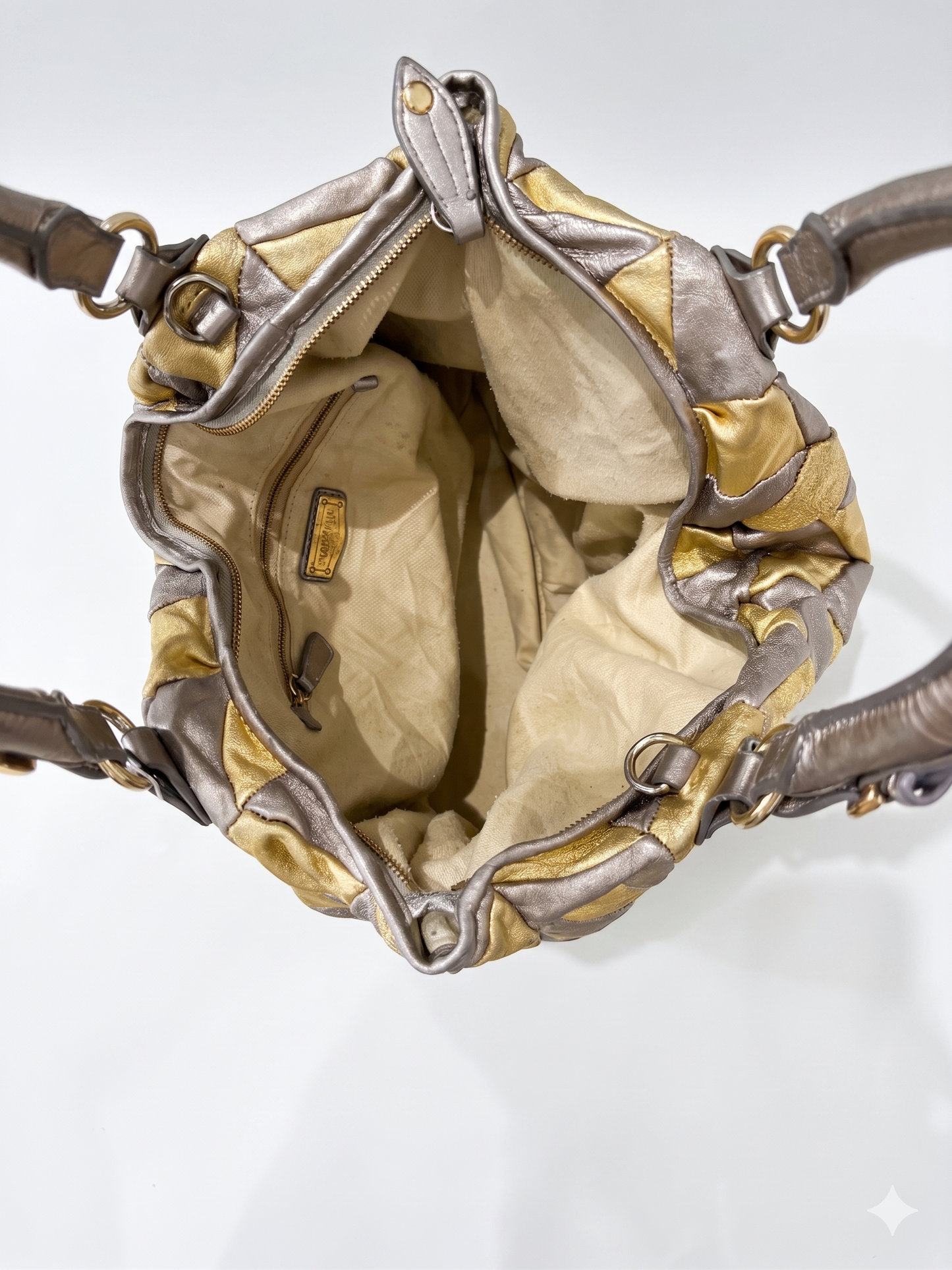 Rare Vintage 00s Miu Miu Braided Gold And Silver Maxi Bag