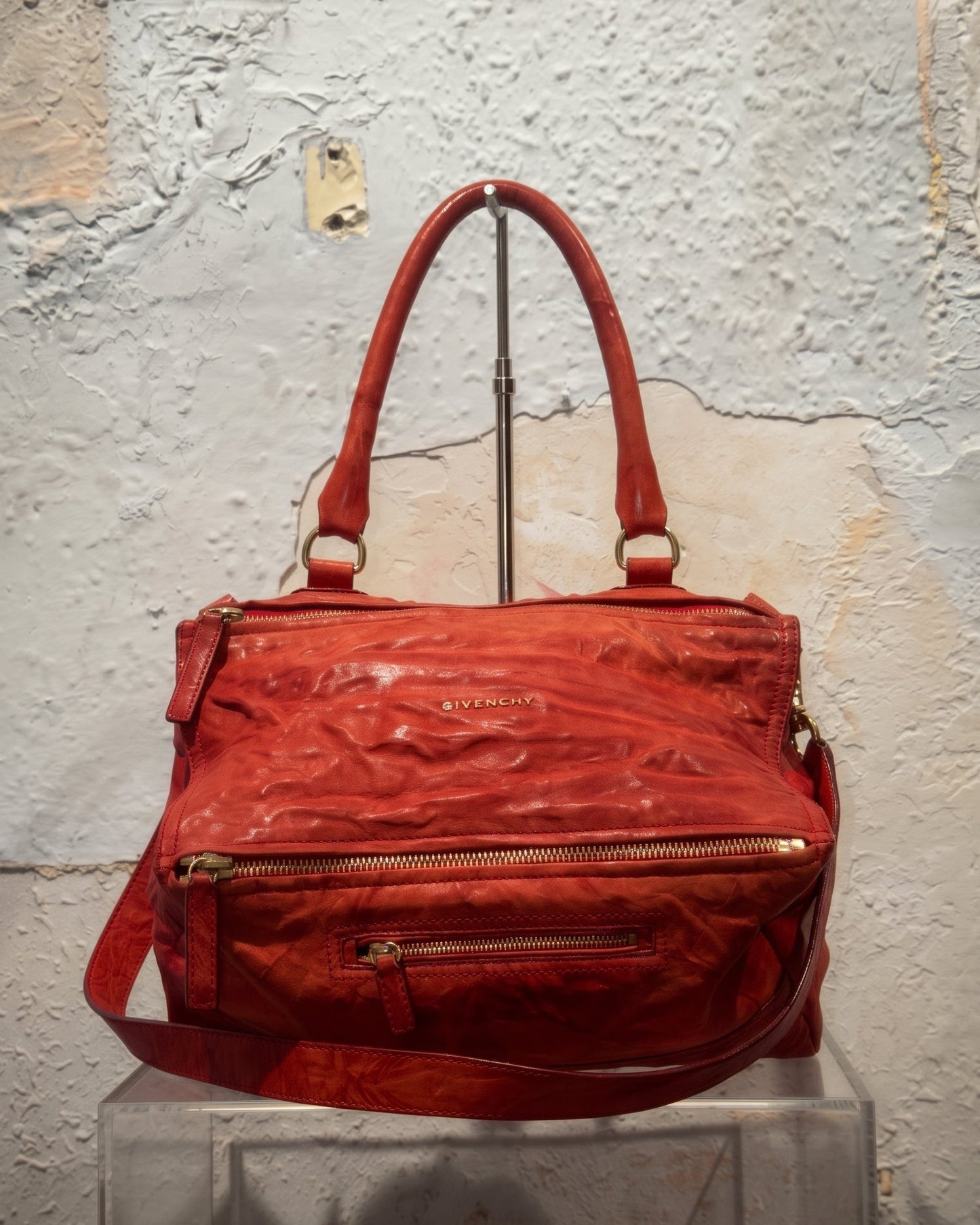 Archive Vintage 00s Givenchy Pandora Ruched Maxi Bag In Red