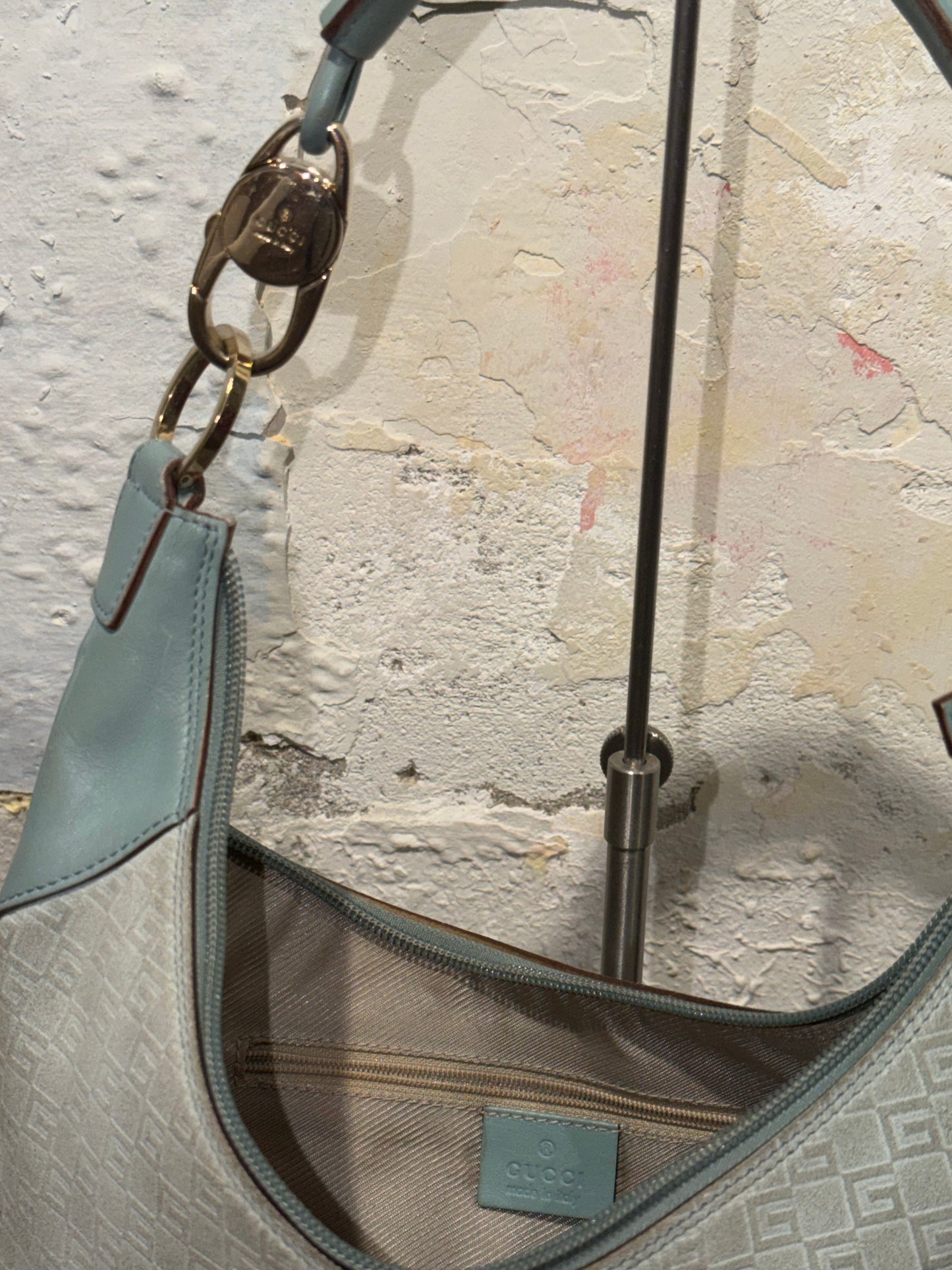Vintage Y2K Gucci By Tom Ford Hobo Suede Bag In Baby Blue