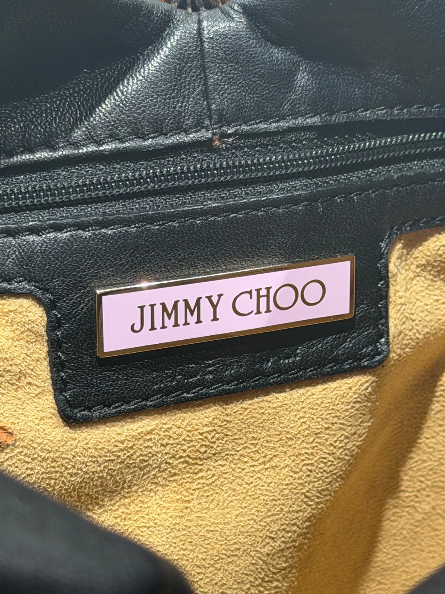 Rare Vintage Y2K Jimmy Choo Fur Leopard Berlin Style Bandage Shoulder Bag
