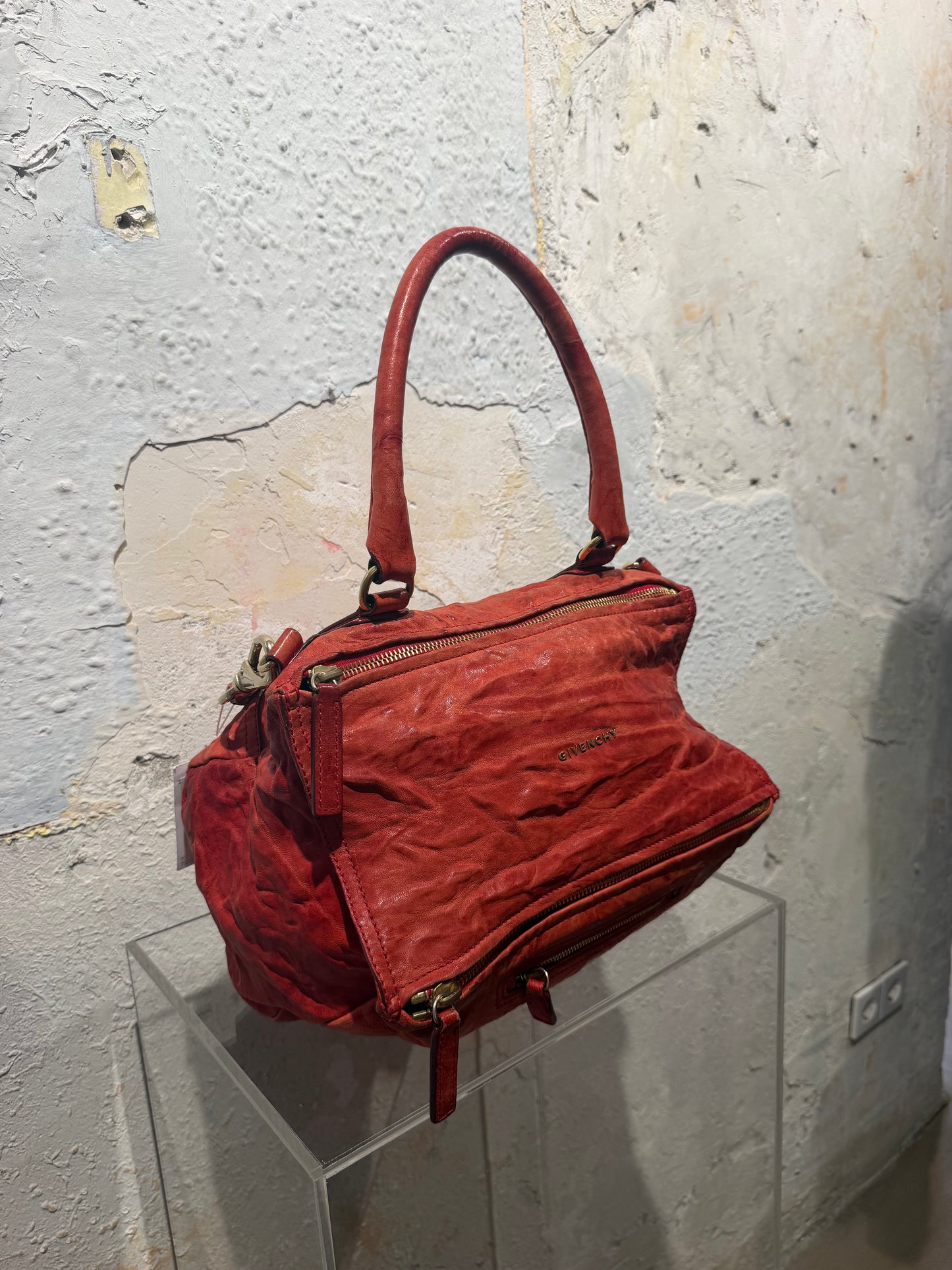 Archive Vintage 00s Givenchy Pandora Ruched Maxi Bag In Red