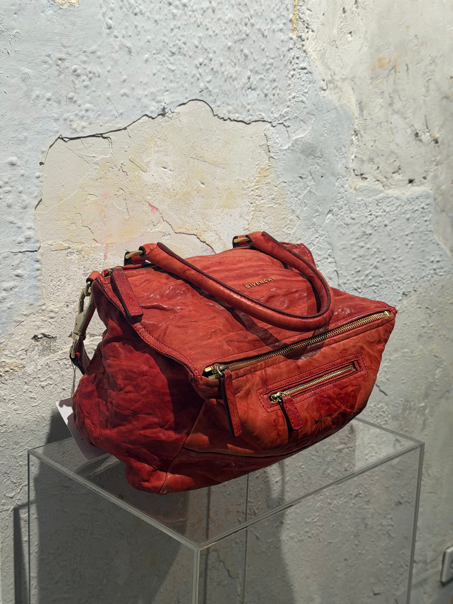 Archive Vintage 00s Givenchy Pandora Ruched Maxi Bag In Red