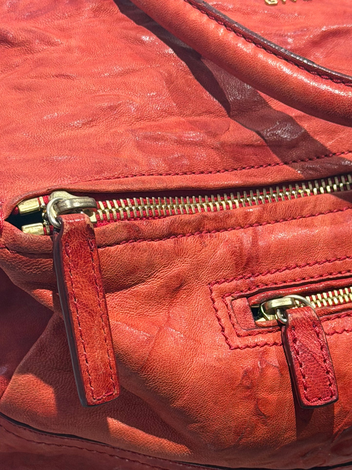 Archive Vintage 00s Givenchy Pandora Ruched Maxi Bag In Red
