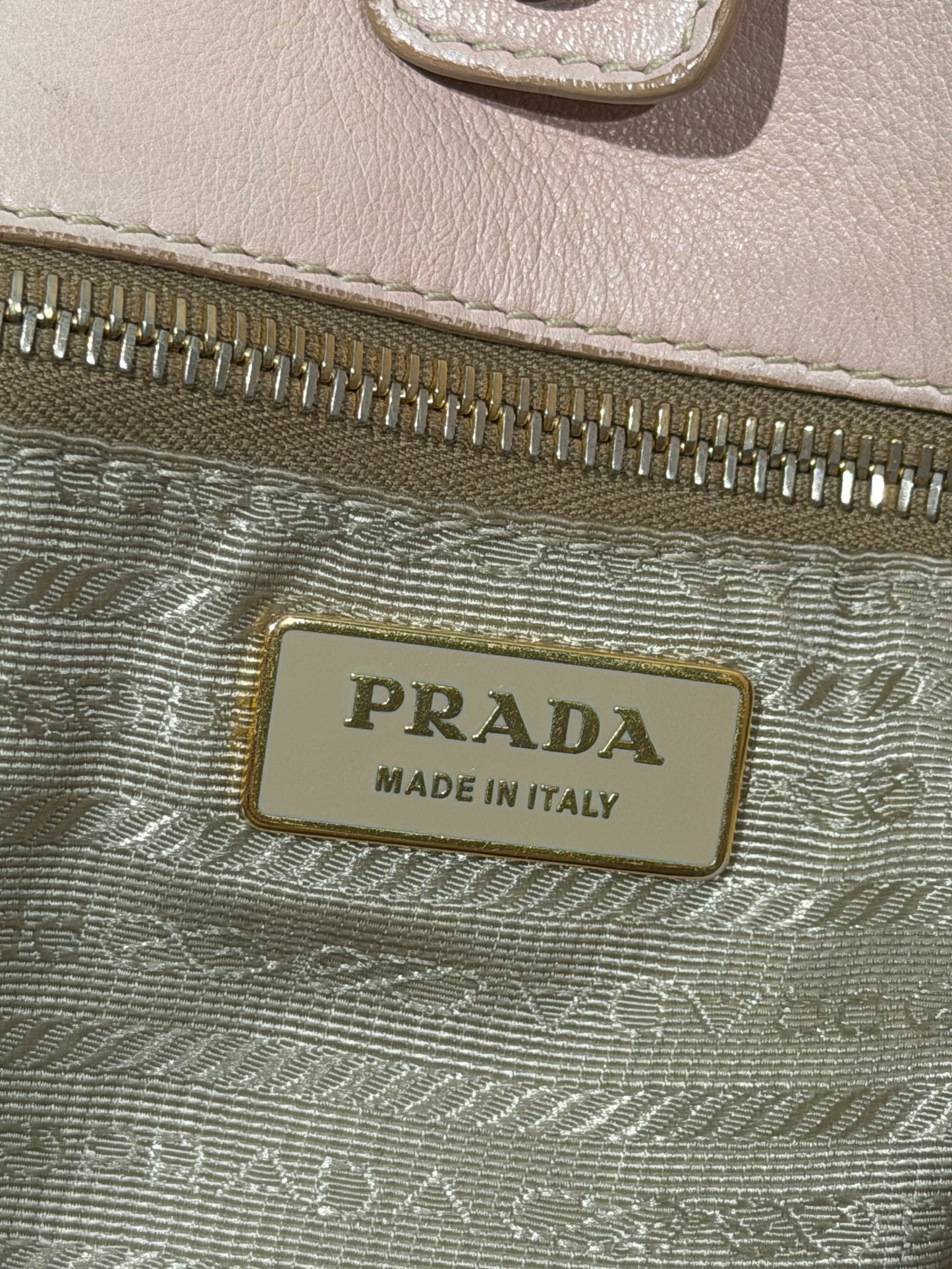 Archive Vintage 00s Prada Ruched Leather Bag In Pastel Pink