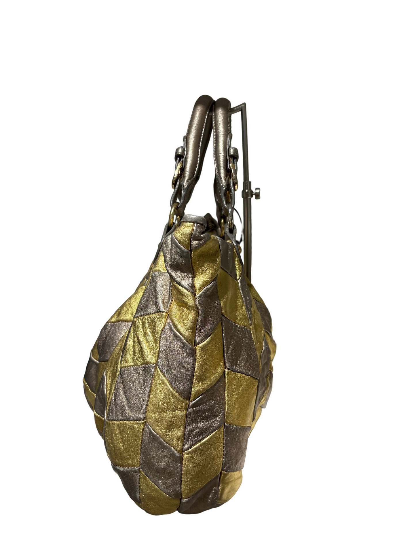 Rare Vintage 00s Miu Miu Braided Gold And Silver Maxi Bag