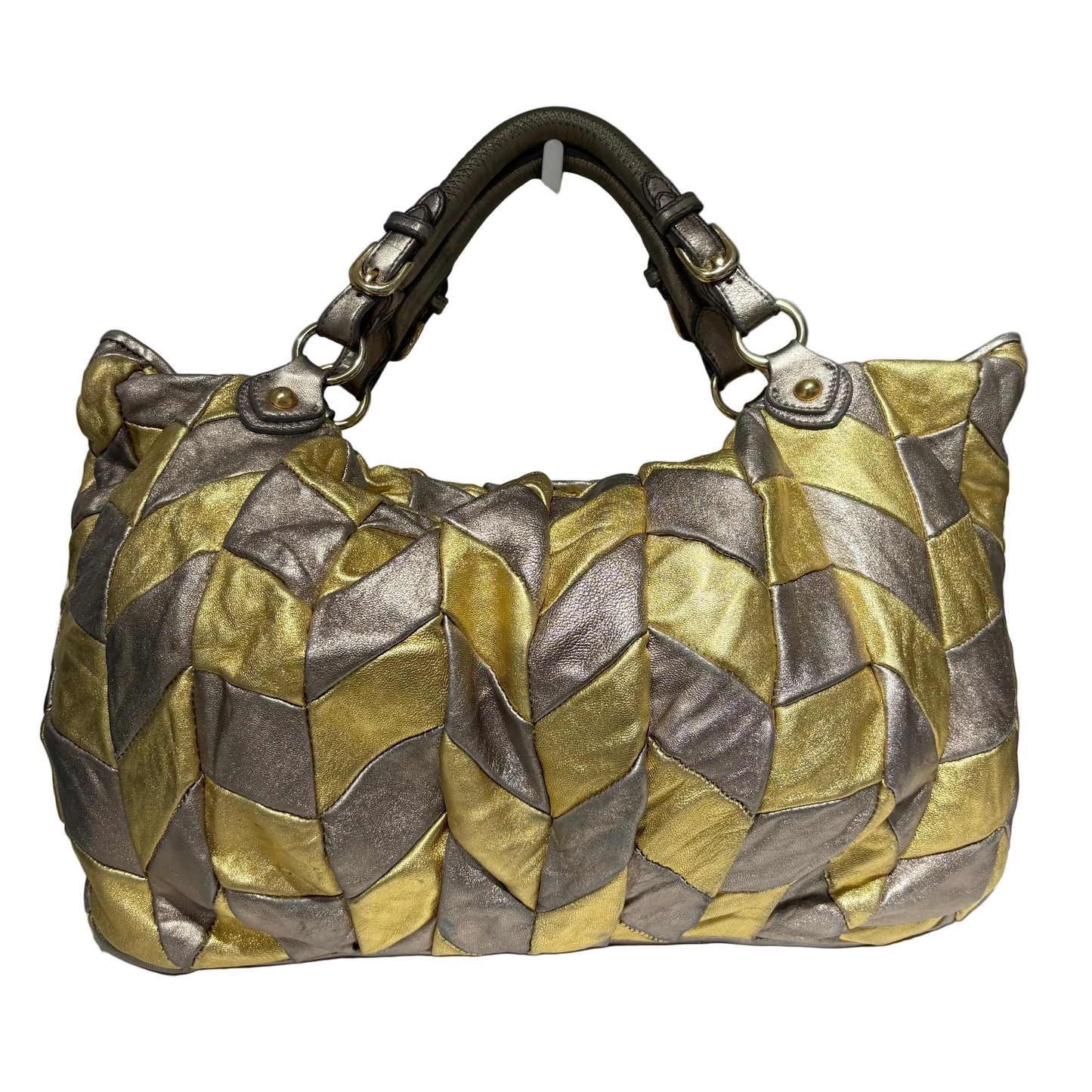 Rare Vintage 00s Miu Miu Braided Gold And Silver Maxi Bag