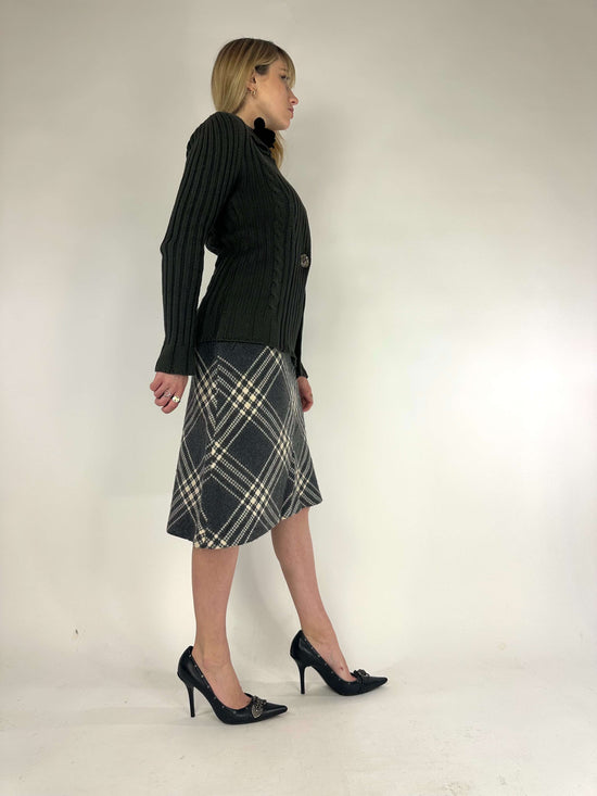 Vintage Late 90s Corporate Siren Plaid Midi Skirt