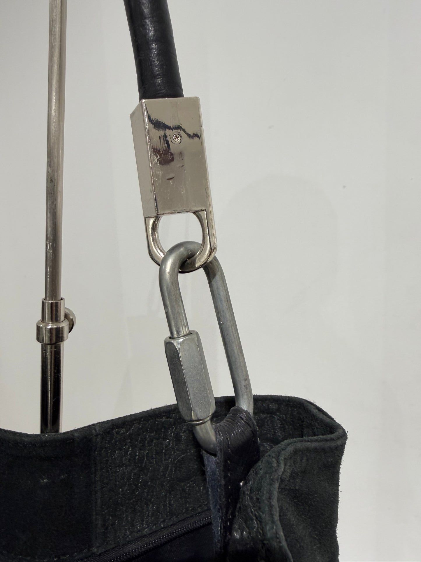 Rare Vintage Y2K Berlin Style Leather Shoulder Bag With Carabiners