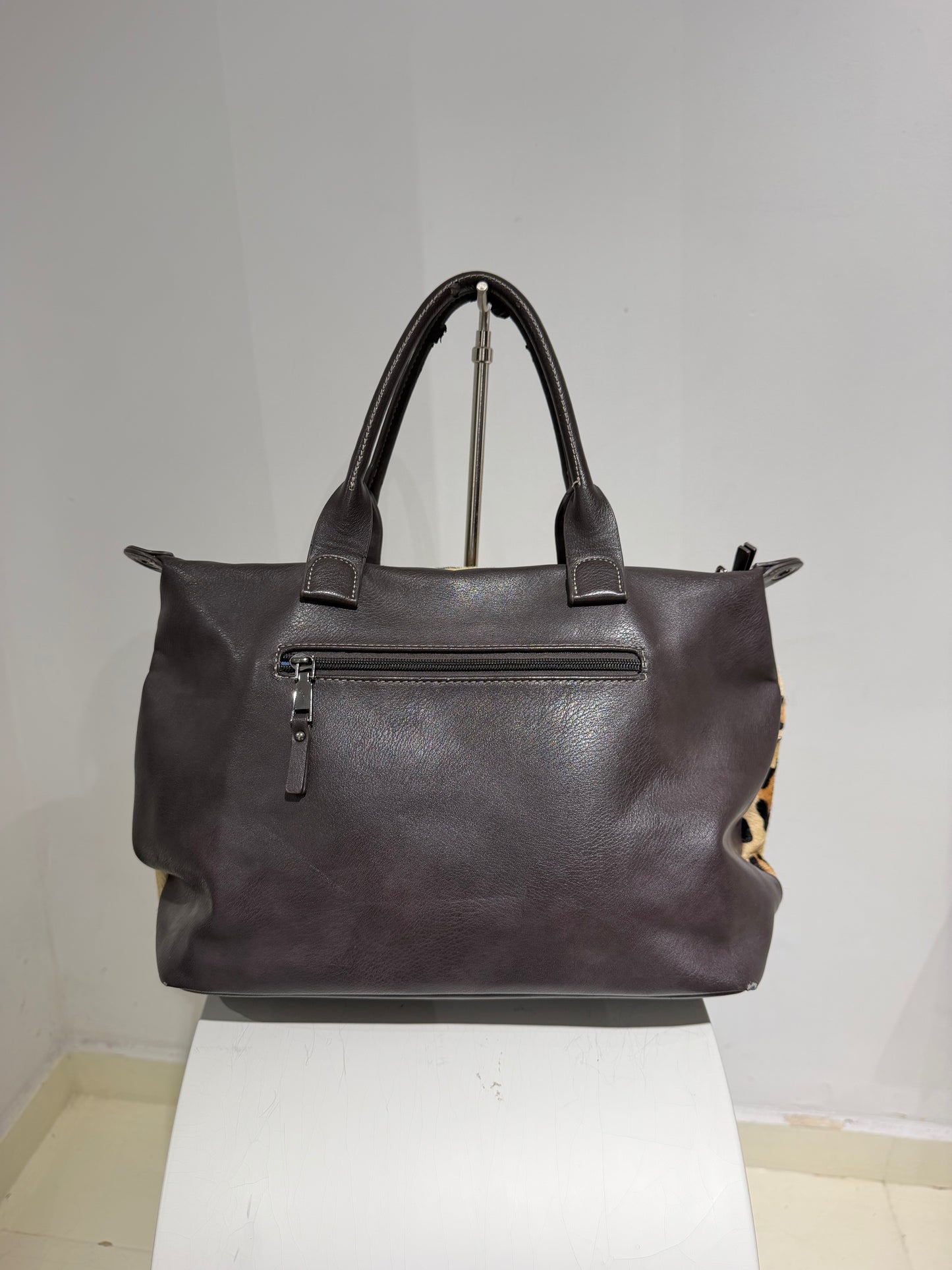 Vintage Y2K Italian Style Leopard Maxi Leather Bag