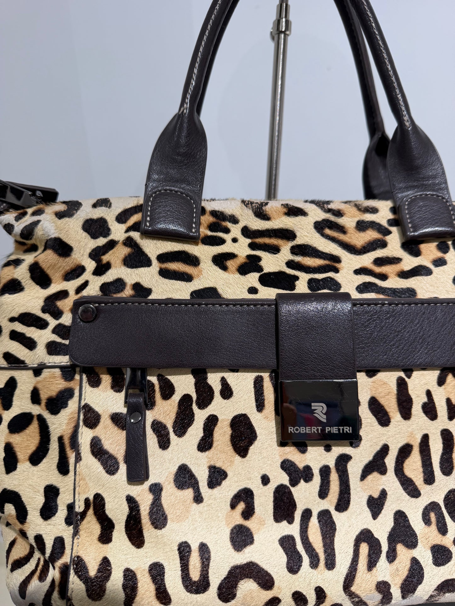 Vintage Y2K Italian Style Leopard Maxi Leather Bag