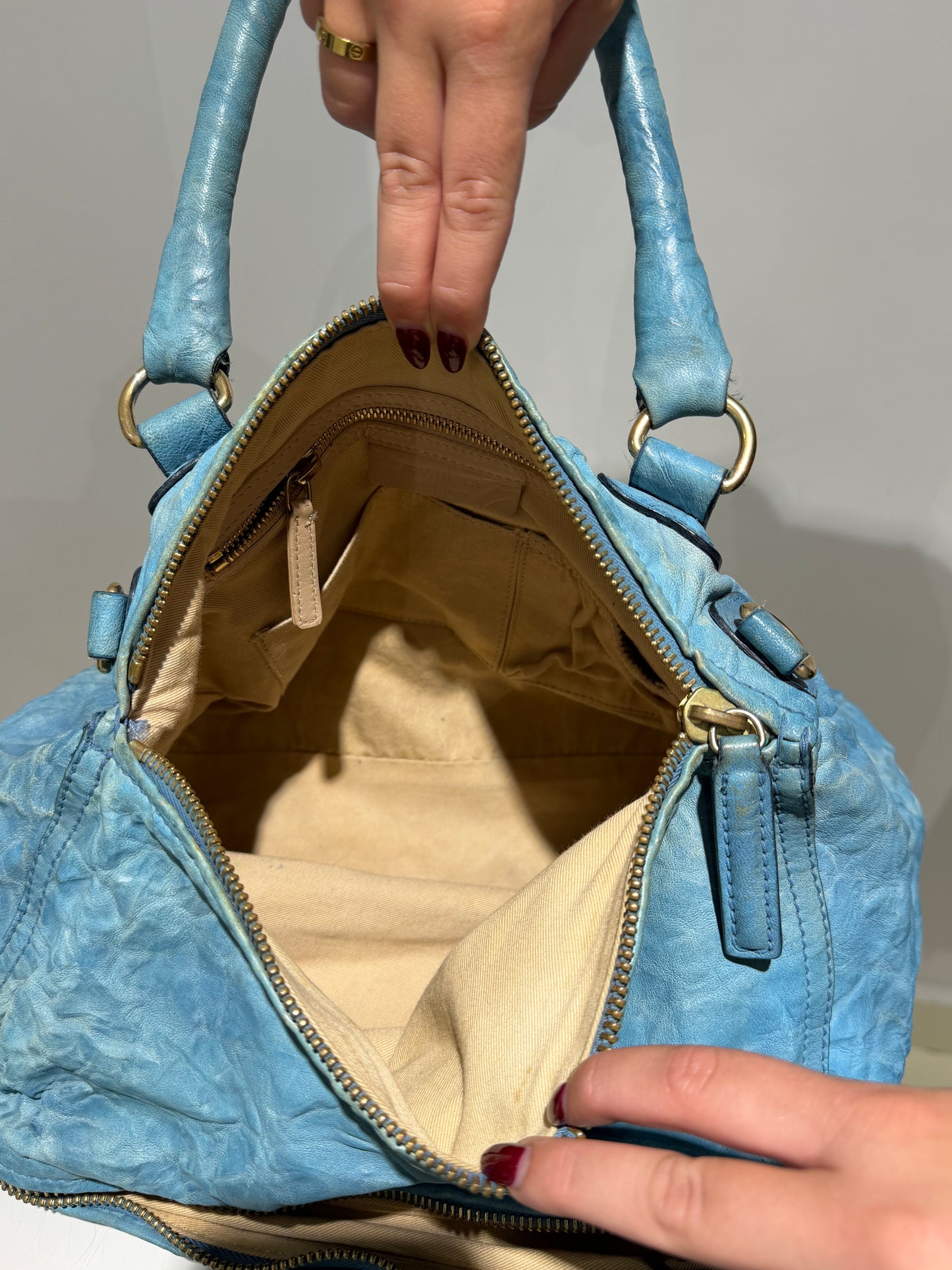 Rare Archive Vintage 00s Givenchy Pandora Ruched Maxi Bag In Turqoise
