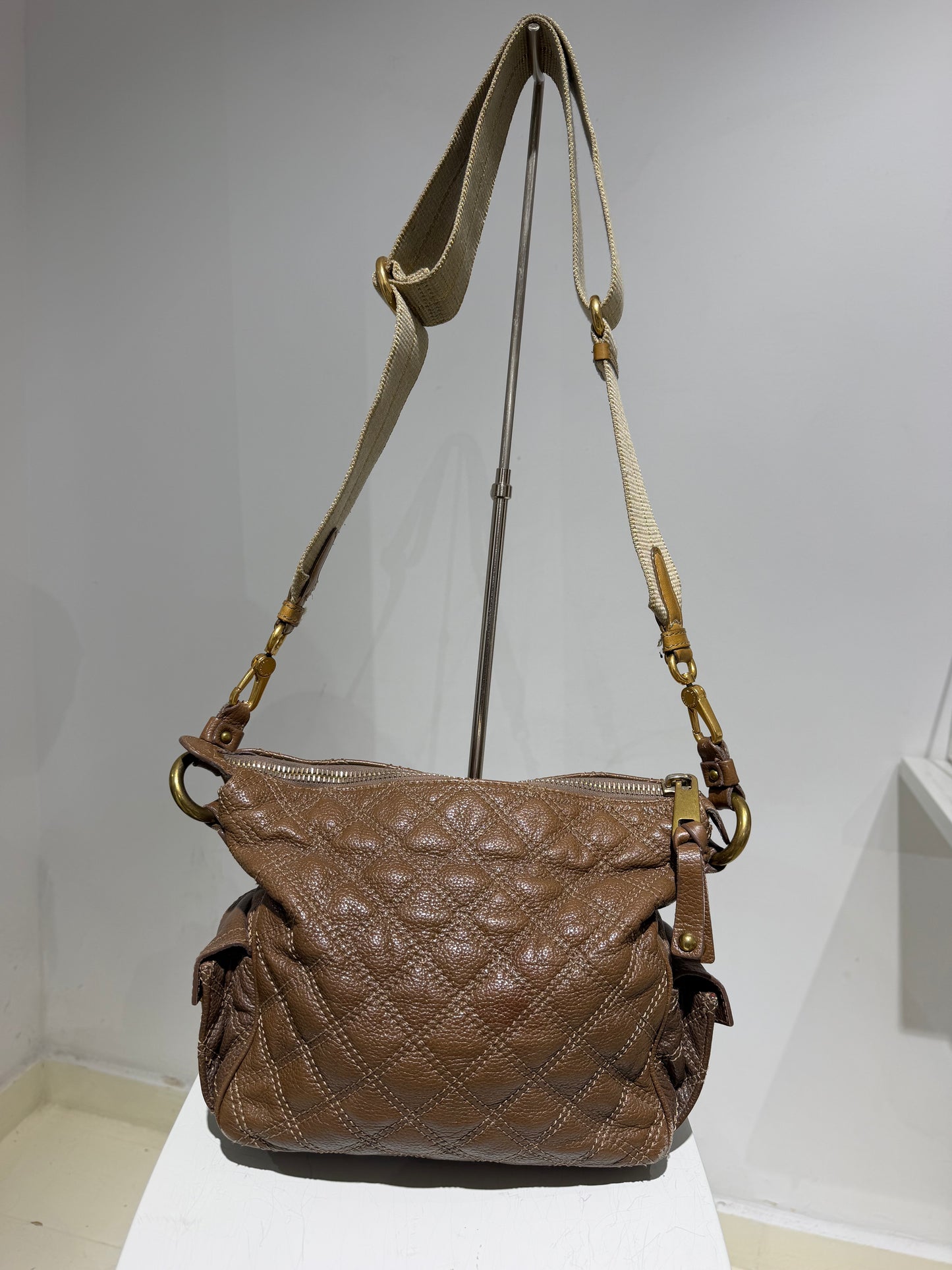 Vintage 00s Marc Jacobs Stam Crossbody Bag In Light Brown