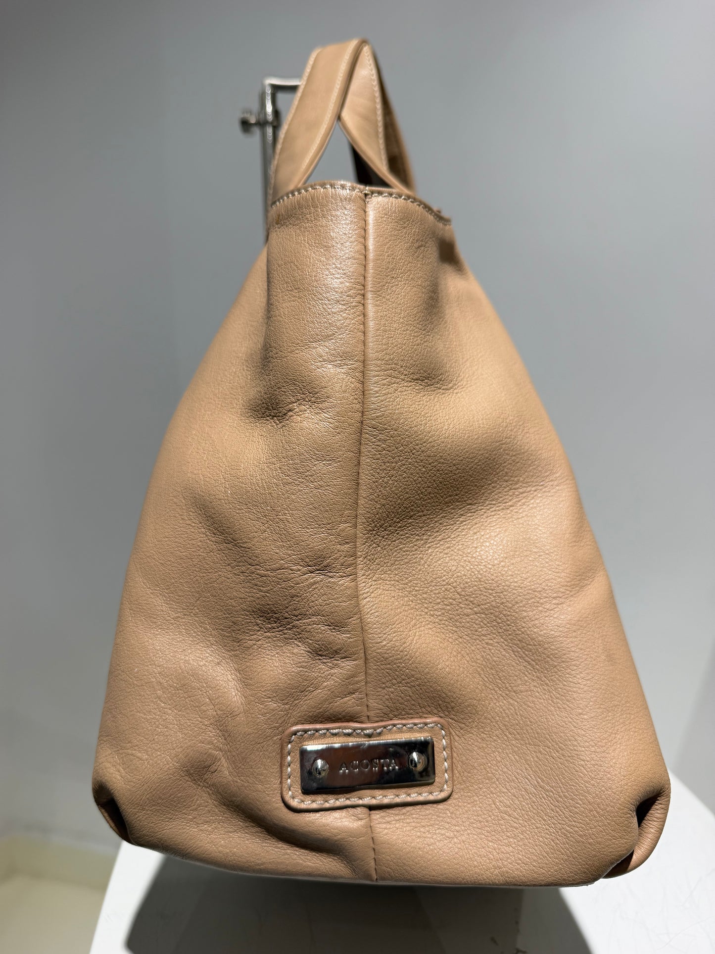 Vintage Y2K Gucci Hobo Style Leather Maxi Bag In Beige
