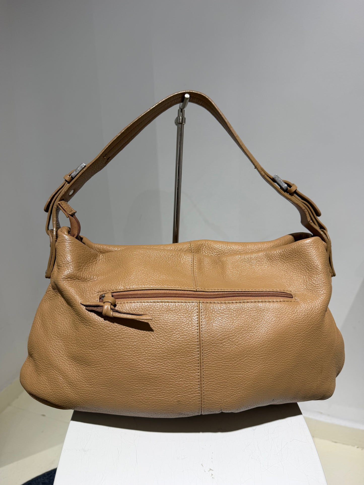 Vintage 00s Ralph Lauren Style Boho Leather Fur Maxi Bag With Pockets