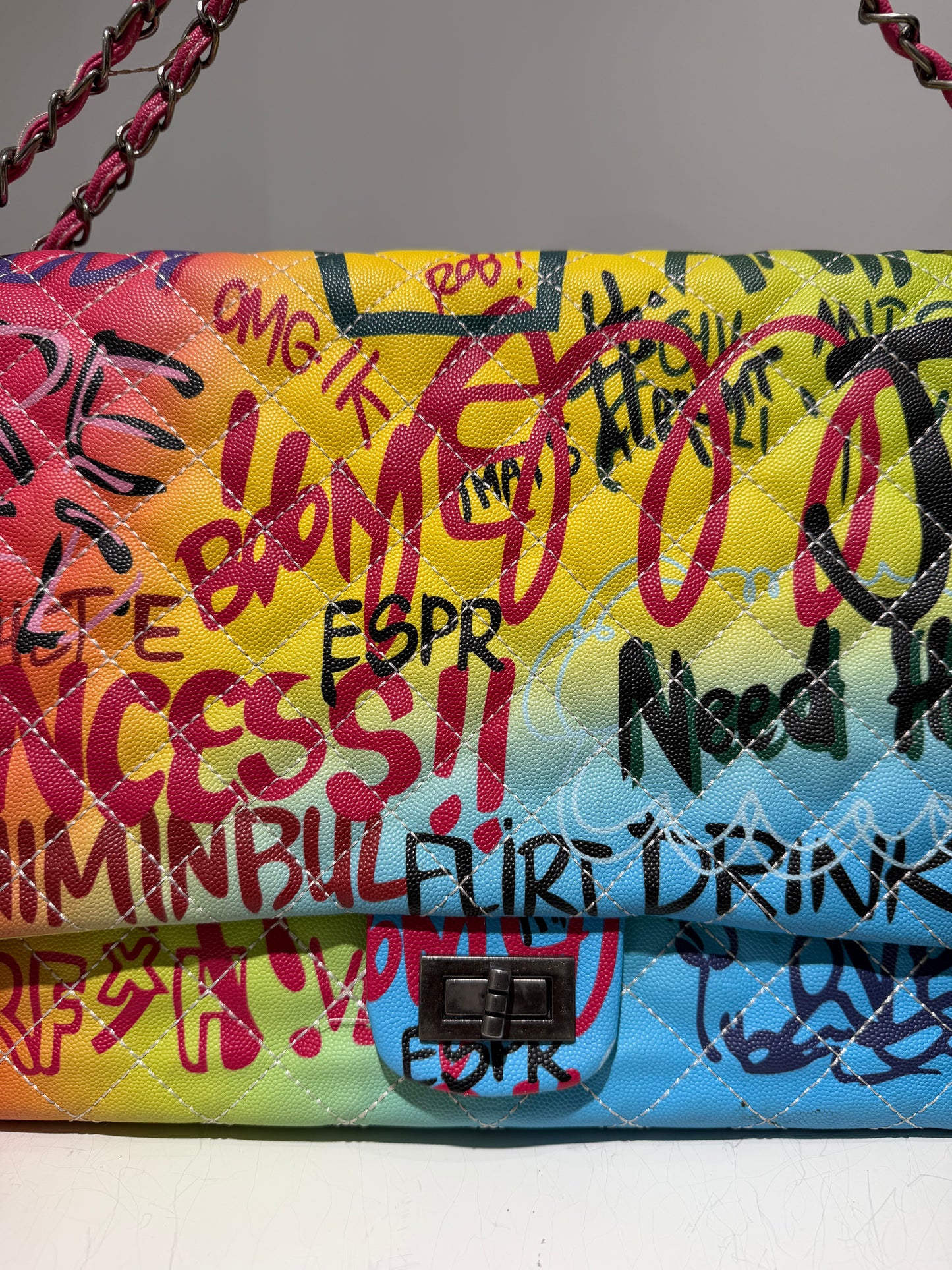 Vintage Y2K Graffity Chanel Inspired Chained Crossbody Bag
