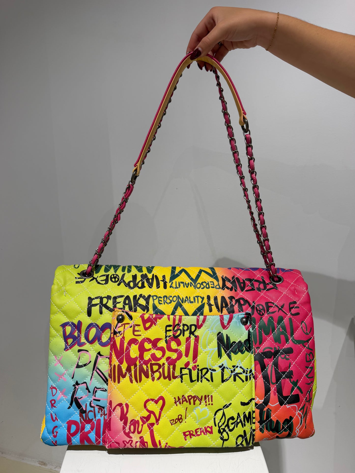 Vintage Y2K Graffity Chanel Inspired Chained Crossbody Bag