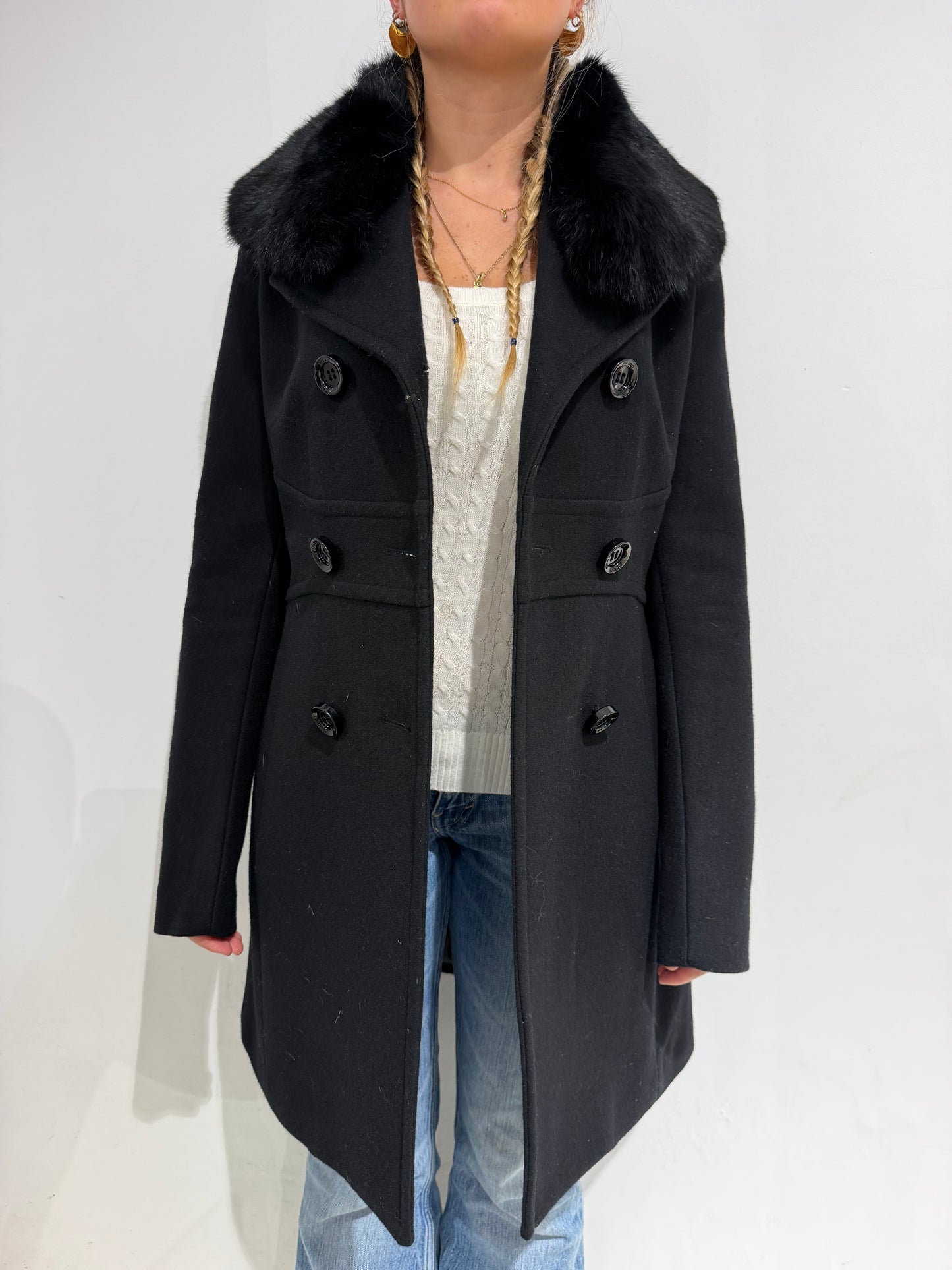 Vintage Y2K Phard Indie Sleaze Double Buttoned Wool Fur Maxi Coat