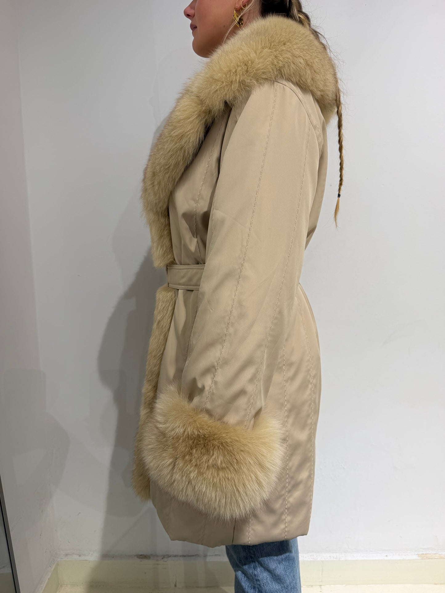 Insane Vintage Y2K 70s Style Afghan Suede Coat In Beige With Fur